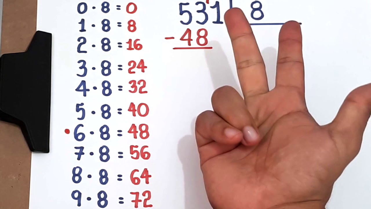 DIVISÃO EXATA: 531 dividido por 8