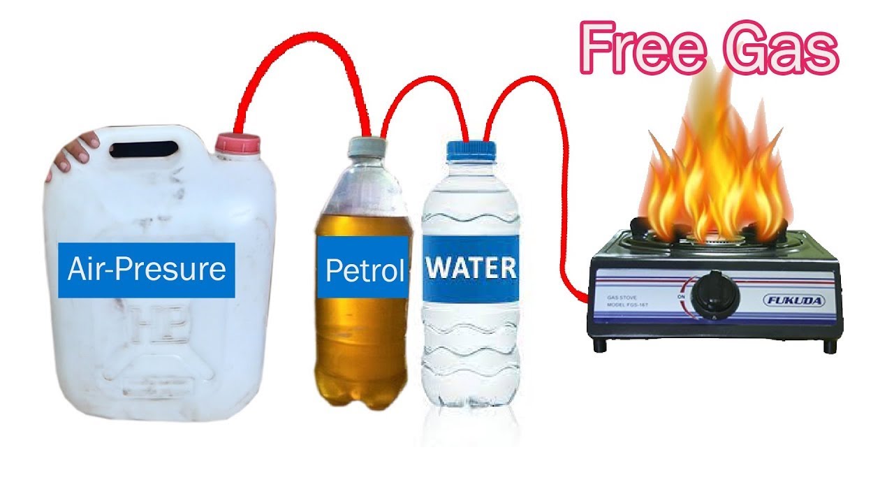 How to make Free Lpg Gas at home | petrol Vs Water | Amazing idea to use free gas from garbage