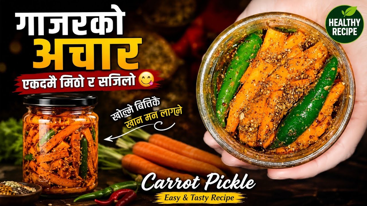  Gajar ko achar Recipe ll गाजरको अचार वर्षौं सम्म खान मिल्ने बनाउन सकिने सजिलो तरिका 