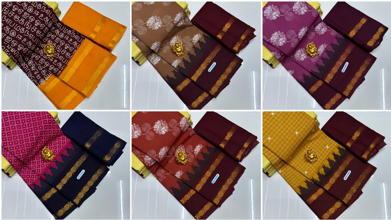 New Arrival of Printed Cotton Sarees More Details Contact us WhatsApp No 9486418996