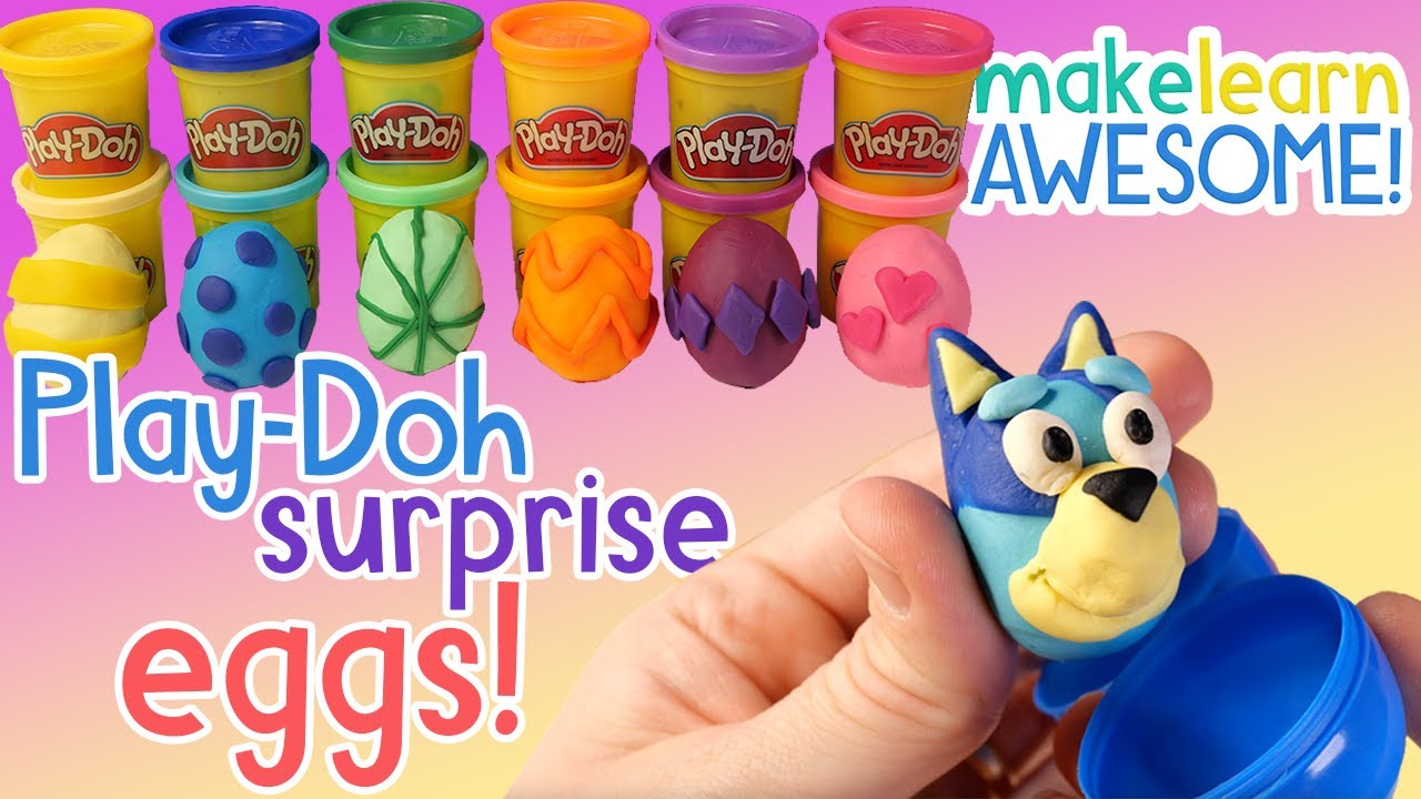 Play Doh Surprise Eggs with BLUEY and more! Kids play dough | Learn Colors with playdoh