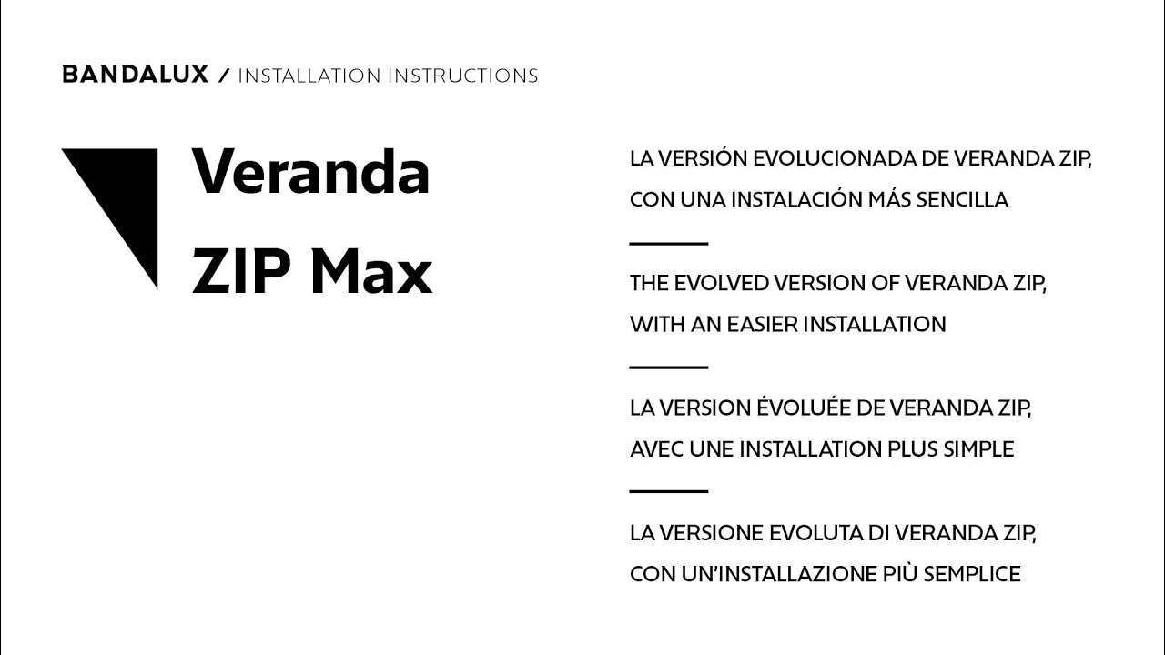 Veranda Zip Max - Installation Instructions | Bandalux