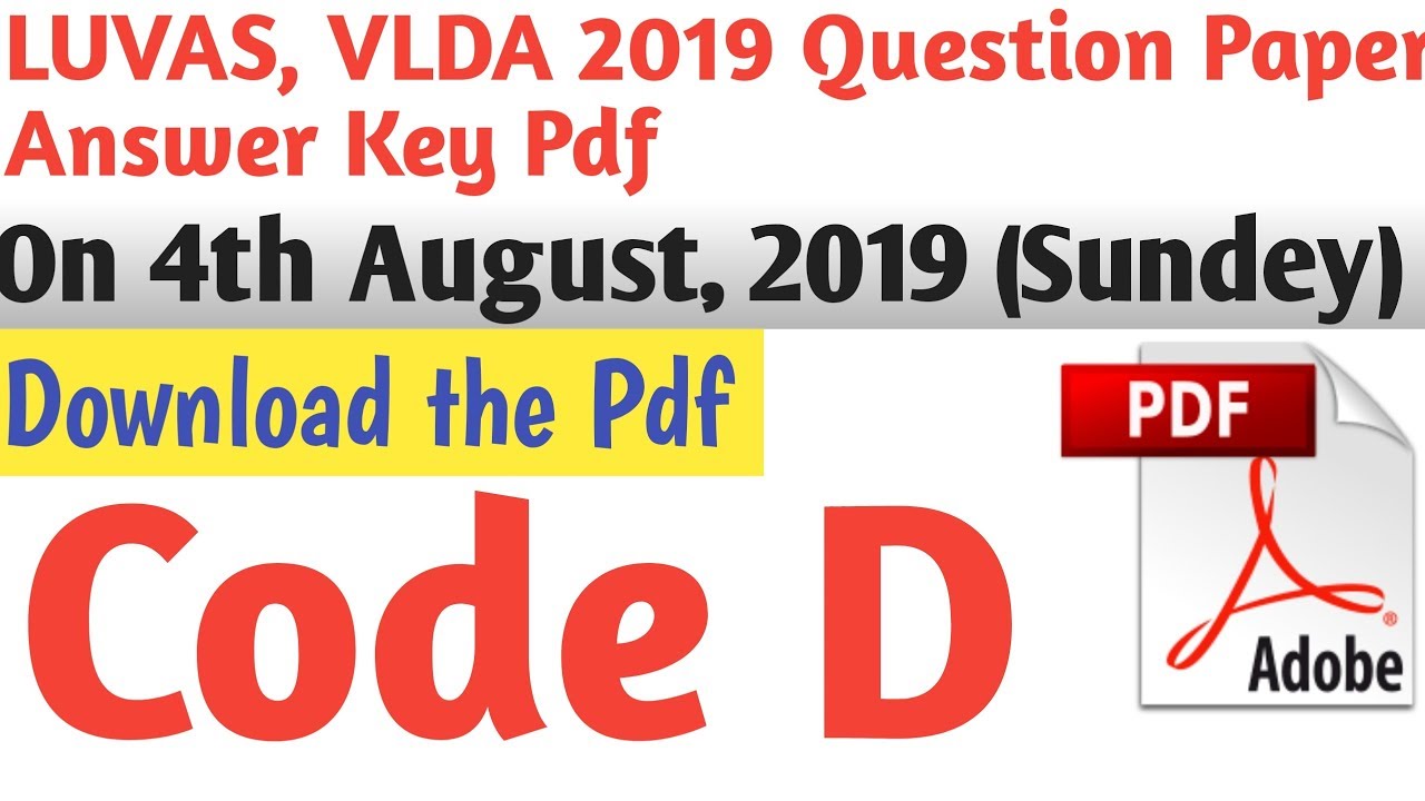 VLDA  answer key 2019 | VLDD Paper 2019 | LUVAS 2019 VLDA