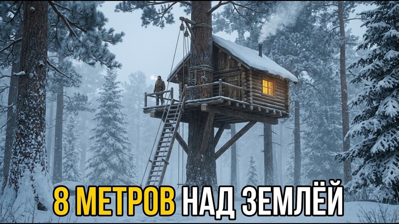 Он построил Дом на дереве на высоте 8 метров в ГЛУШИ сибирской тайги