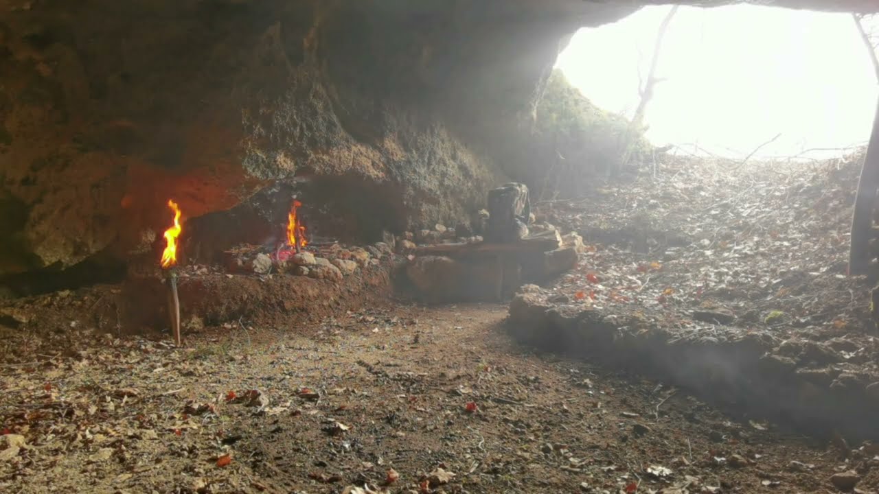 1 Hour of Cave Fire ASMR | Relaxing Survival Sounds #asmr #nature #adventure #bushcraft 