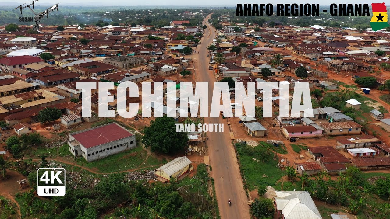 Techimantia Aerial View in the Tano South Ahafo Region of Ghana 4K