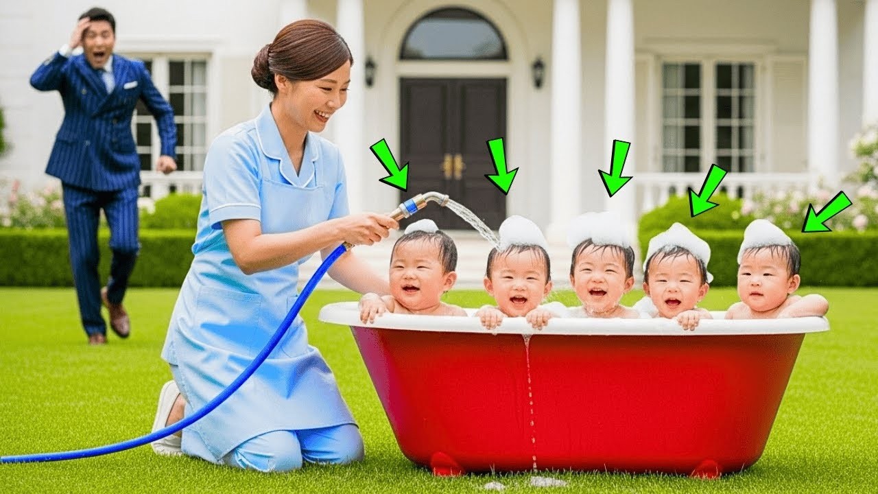 재벌은 청소부가 자신의 여섯 아기들과 함께 하고 있는 일을 보고 믿을 수가 없었다