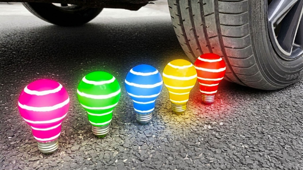 Experiment Glass Lights vs Car! Crushing Crunchy, Soft Things with Car!