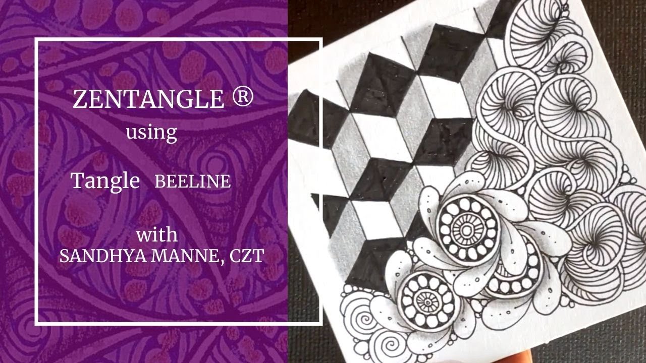 Zentangle® Mini Project with Tangle BEELINE , beginners tutorial