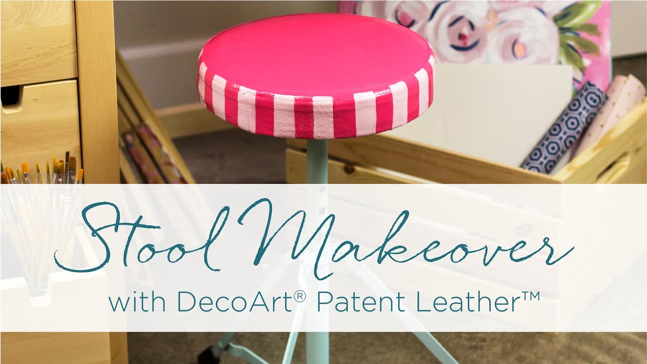 Makeover a Faux Leather Stool with Patent Leather Paint