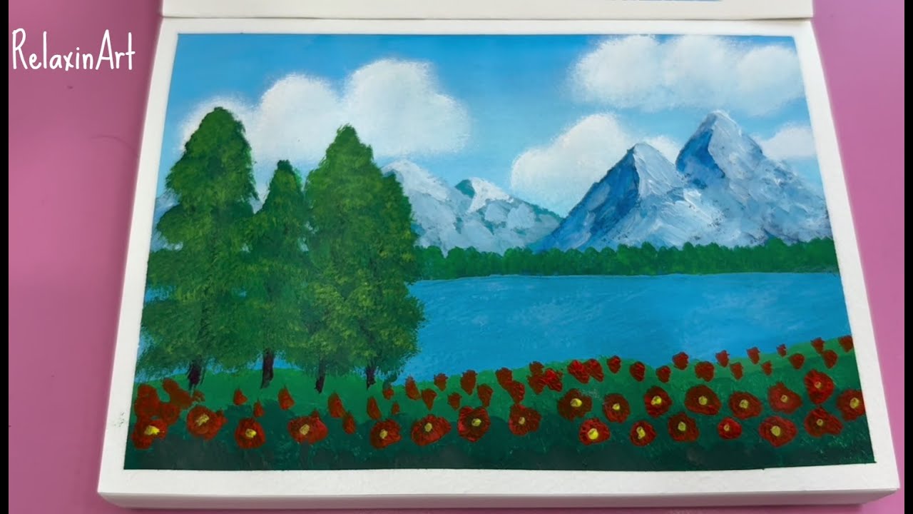 Relaxing mountain landscape painting | Calm and soft music