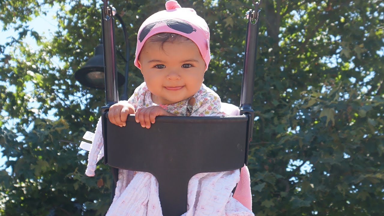 BABY'S FIRST TIME ON A SWING (so cute you will CRY)