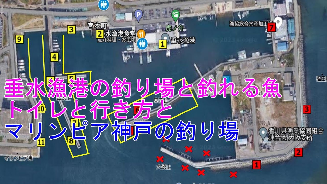 兵庫県の釣り場　垂水漁港とマリンピア神戸の行き方・釣れる魚・トイレ紹介