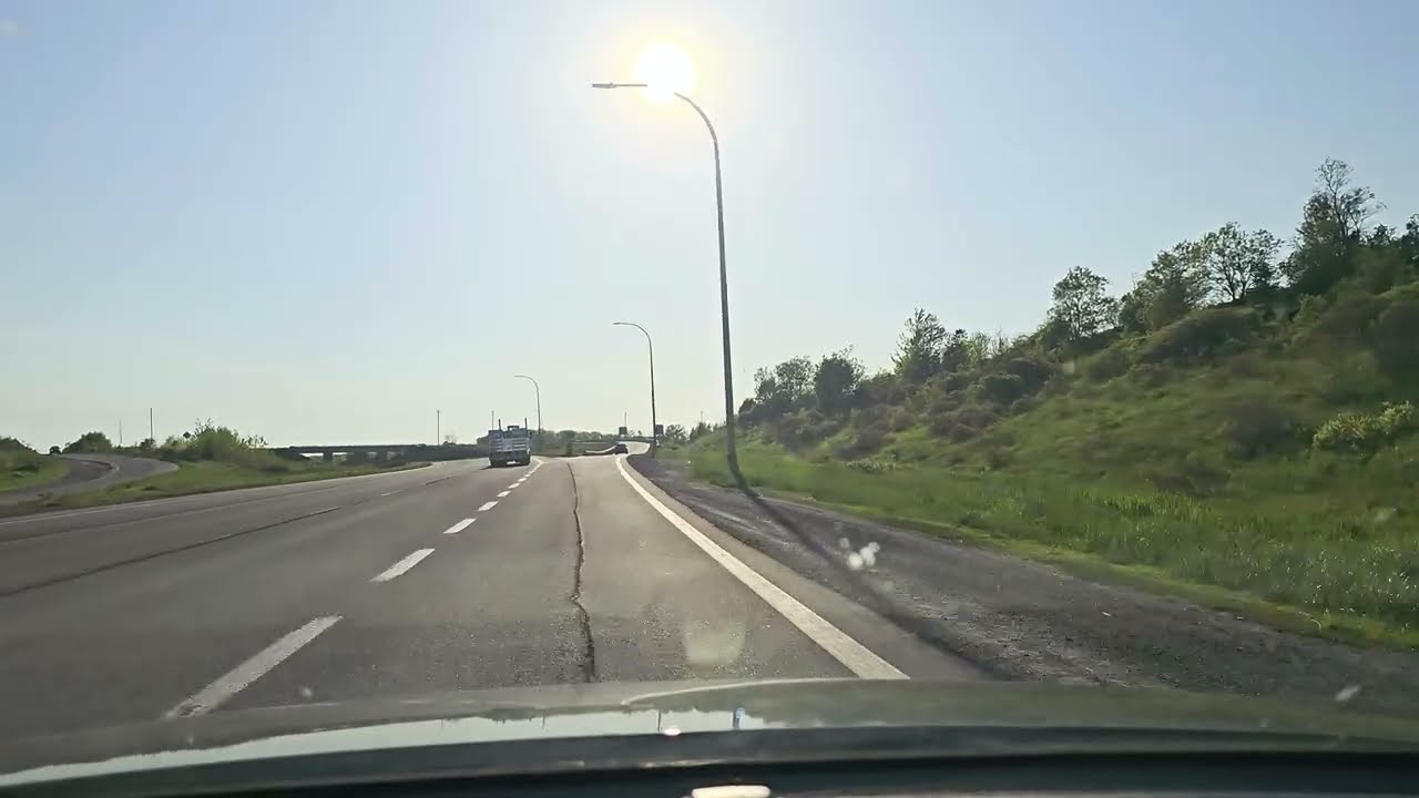 Bright spring drive through Hantsport, Nova Scotia, and on Highway 101 towards the Annapolis Valley.