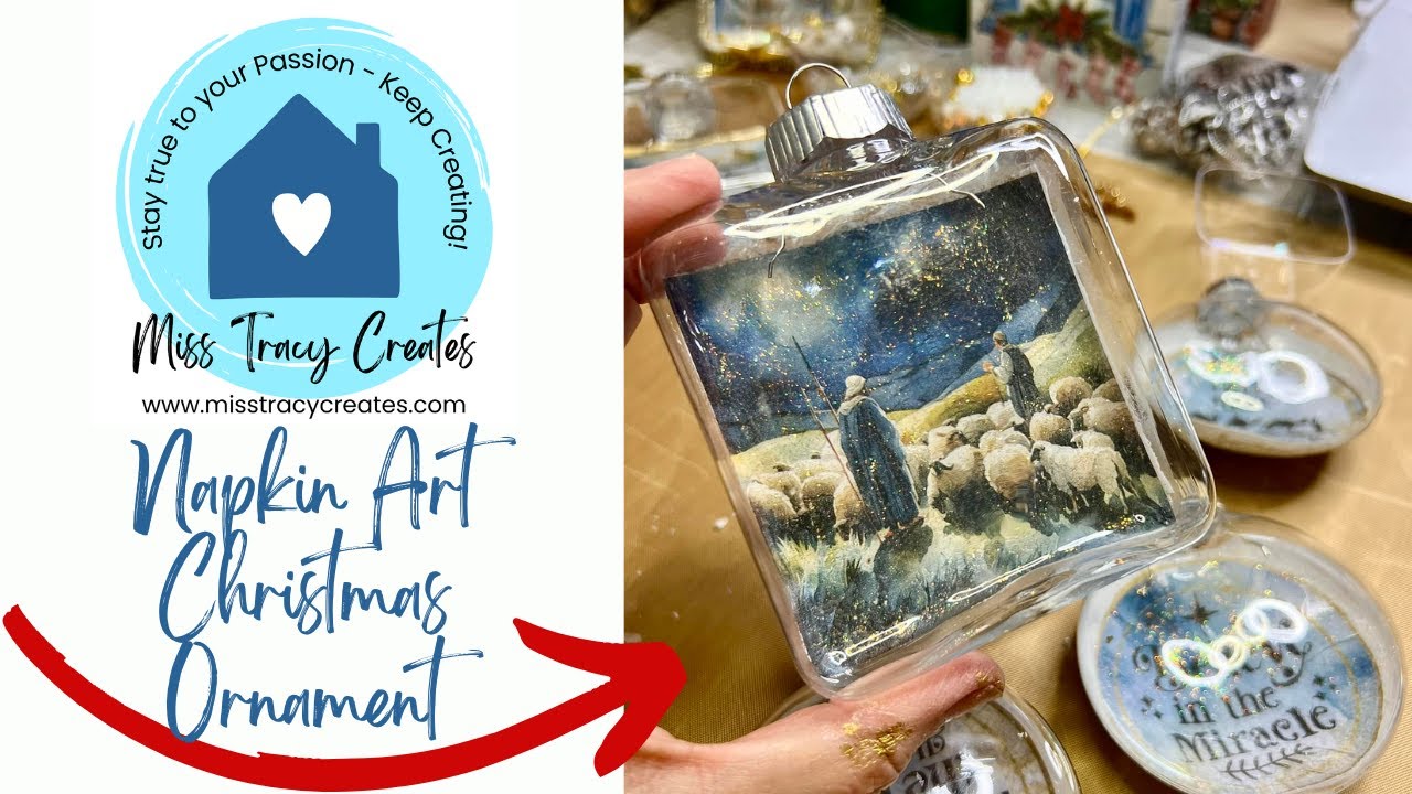 Napkin Art Christmas Ornament (Beginner Decoupage Craft Tutorial)