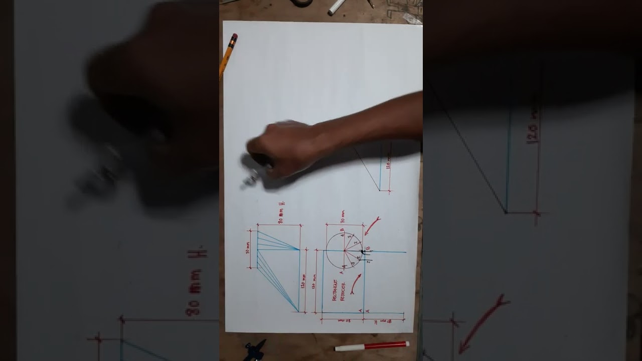 Pattern of Rectangle to Round Eccentic Reducer Offset.
