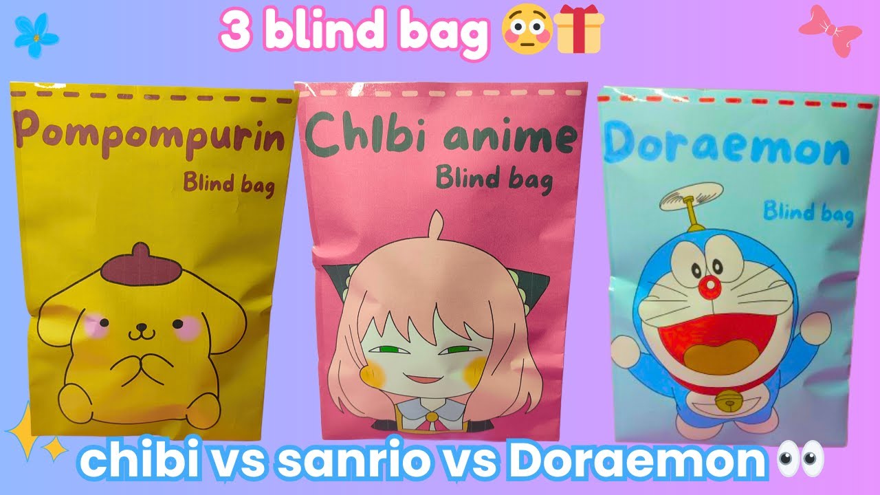 Kompilasi Unboxing 3 Blind Bag | Chibi Anime, Pompompurin & Doraemon ASMR 🎁✨