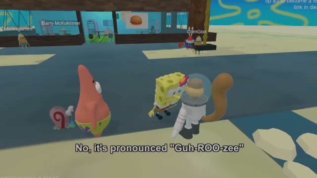 patrick and sandy having stroke after trying to pronounced (sponge.ai)
