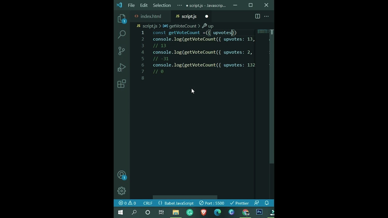 #shorts #Programming #coading exercise calculate the number of votes JavaScript