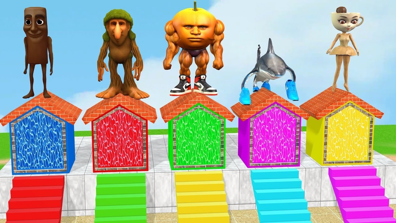 Игра «Длинная горка» с коровой, слоном, гориллой, бегемотом, тигром, 3D-игрой с животными, забавн...