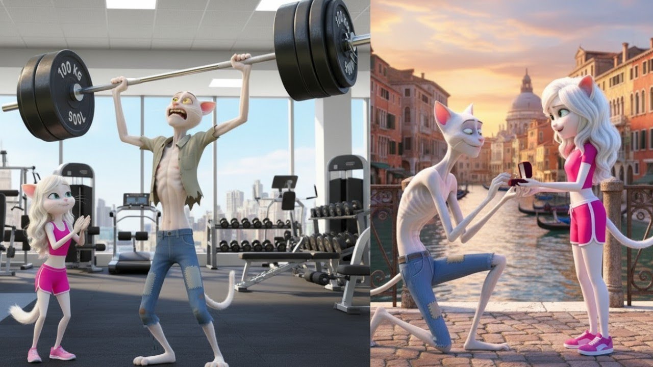 🐾 Skinny Cat Lifts 100KG Weights 💪 | A Sweet Love Story That Will Melt Your Heart 💖
