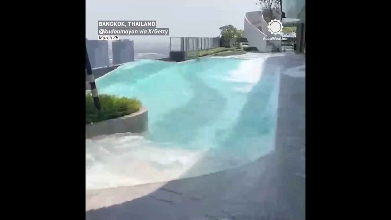 WATCH: Rooftop Pool Sloshes Over Edge During Earthquake in Bangkok