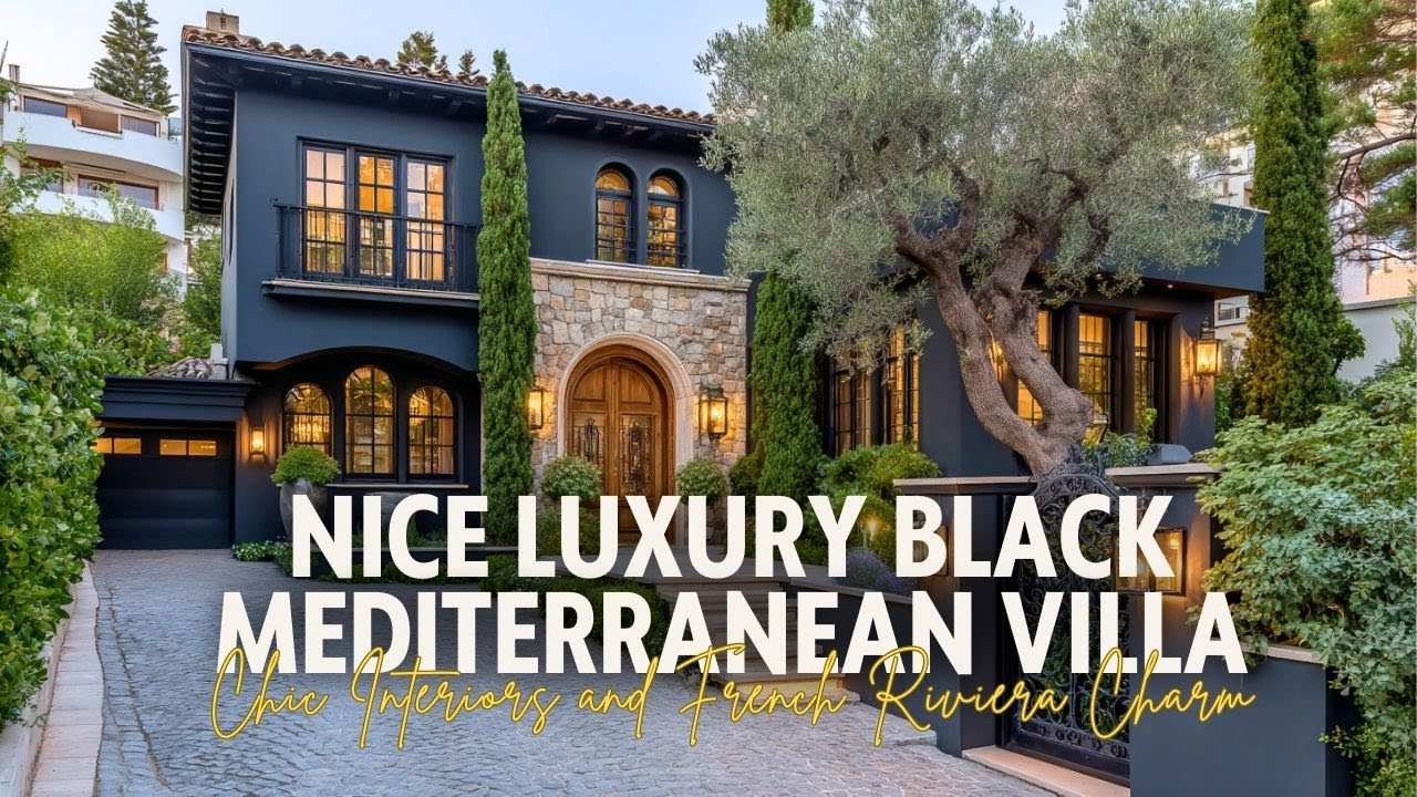 Nice Luxury Black Mediterranean Villa with Chic Interiors and French Riviera Charm