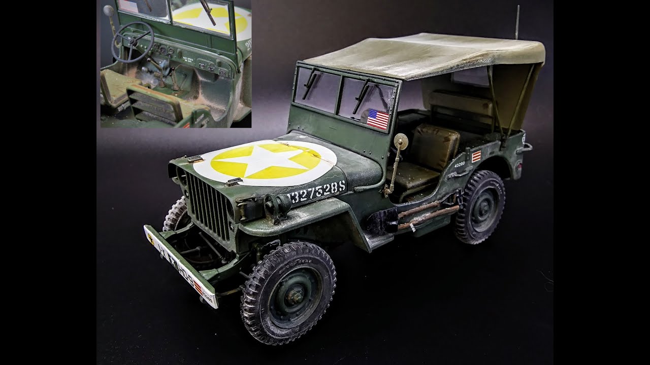 1941 Willys MB Jeep WWII 80th Anniv 1/24 Scale Model Kit Build How To Weathering WW2 Omaha Beach GPW