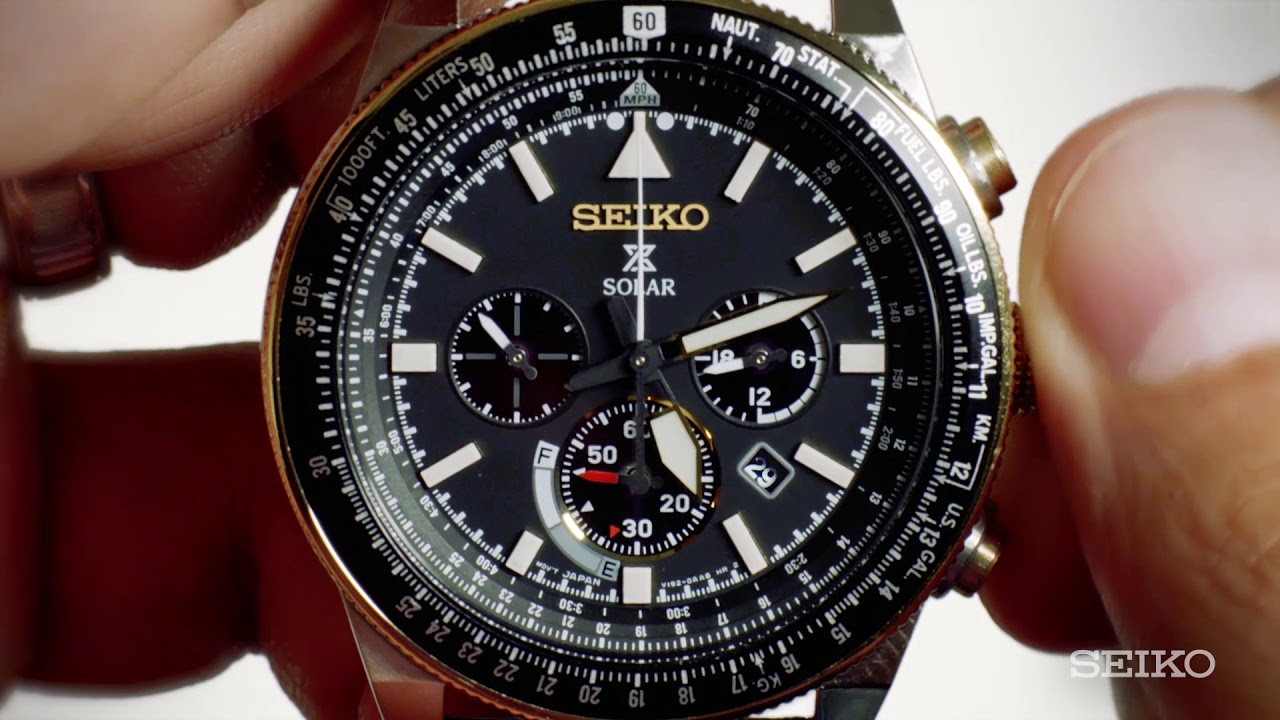 Видеоинструкция по использованию Seiko: солнечный хронограф с индикатором запаса хода.