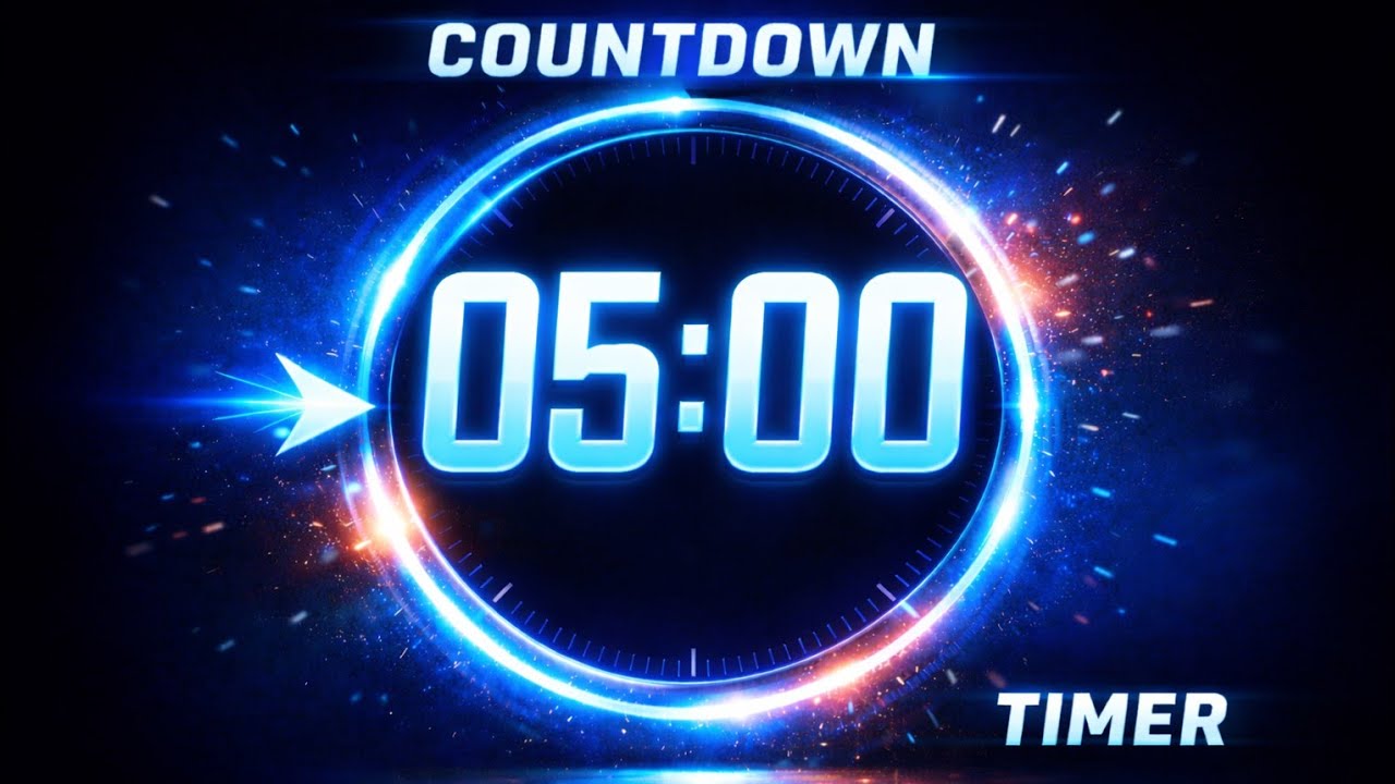 5 Minute Countdown Timer ⏳ | 300 Second Timer (No Sound)
