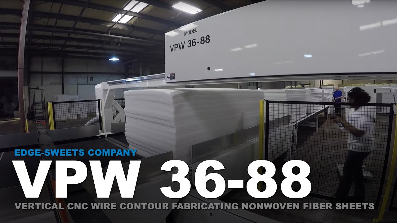 VPW 36-88 - Vertical CNC Wire Contour Saw Cutting Nonwoven Fiber Sheets for Cushions | Edge-Sweets