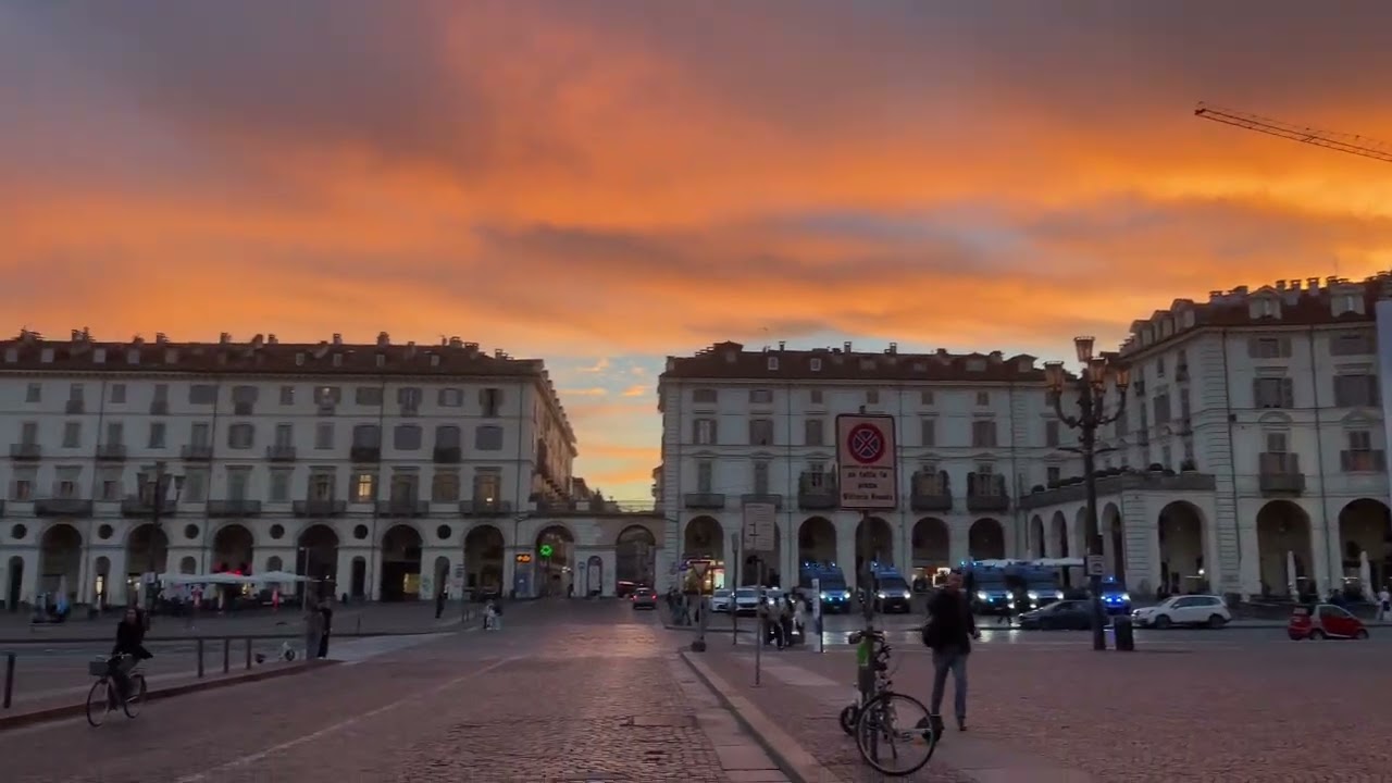 Torino Italy old town beautiful sunset 