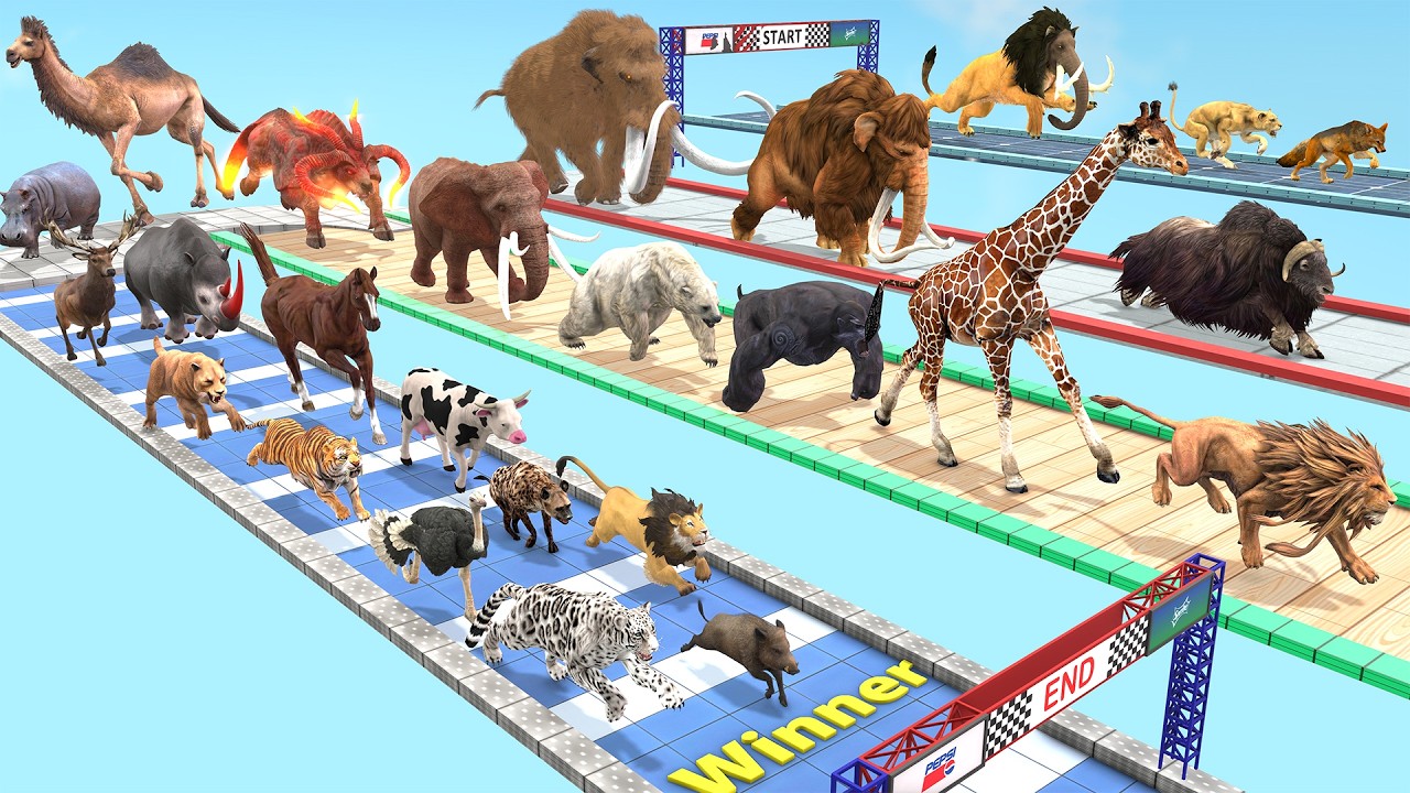 Ultimate Race 29 Wild Animals Vs Prehistoric Mammals Speed Challenge: Which is the Fastest Animal?