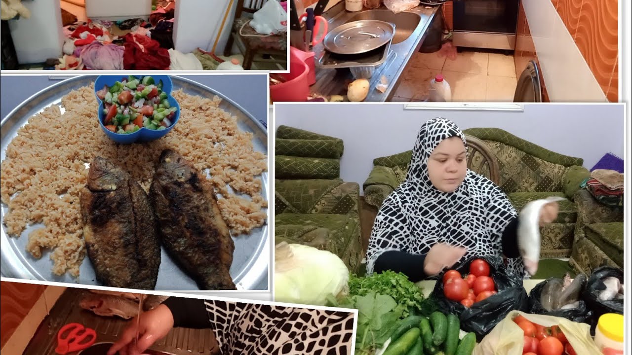 روتين الست الشاطره روحت السوق وجيت عسلت الموعين والهدوم وعملت احلي سمك😆😆😆😆 اخلي سمك