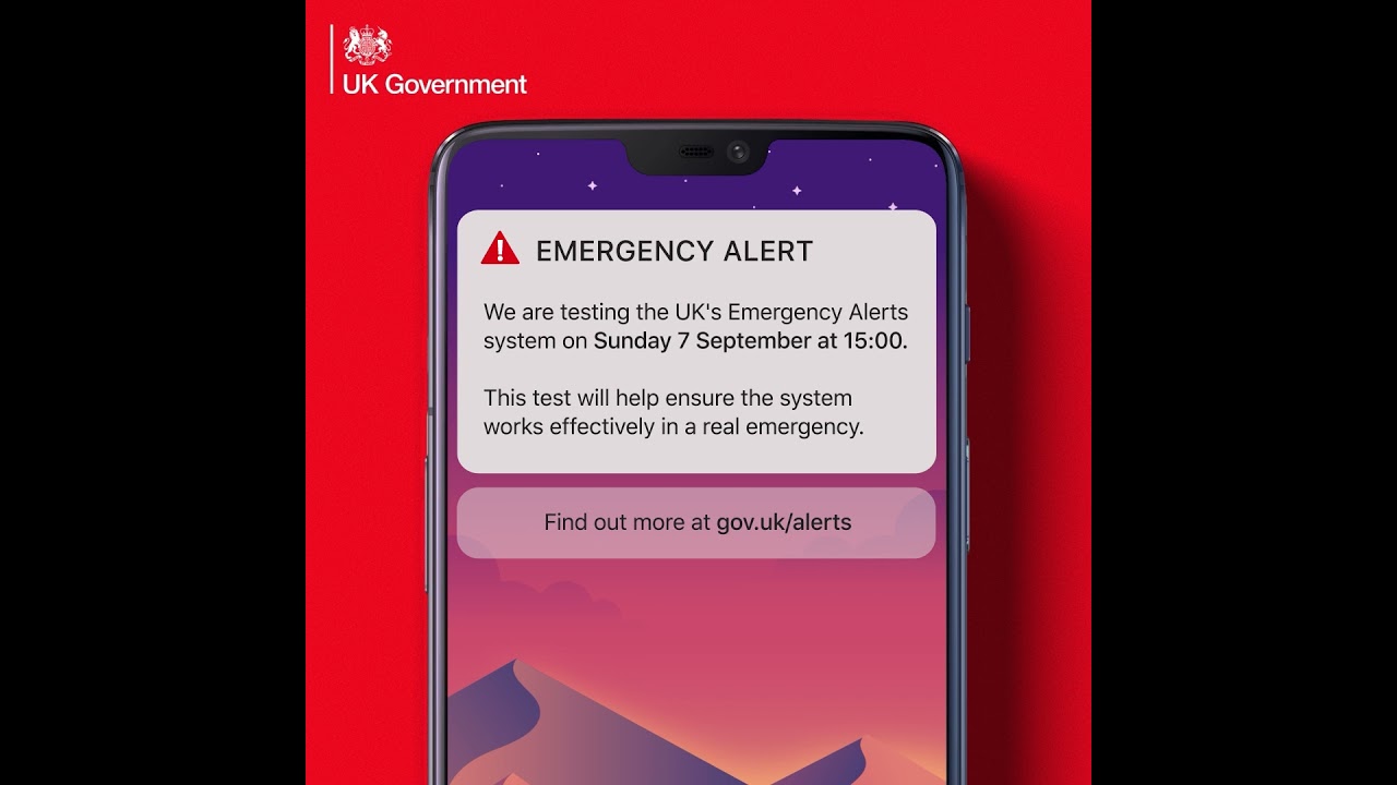 The UK government is testing the Emergency Alerts system on Sunday 7 September 2025 at 3pm.