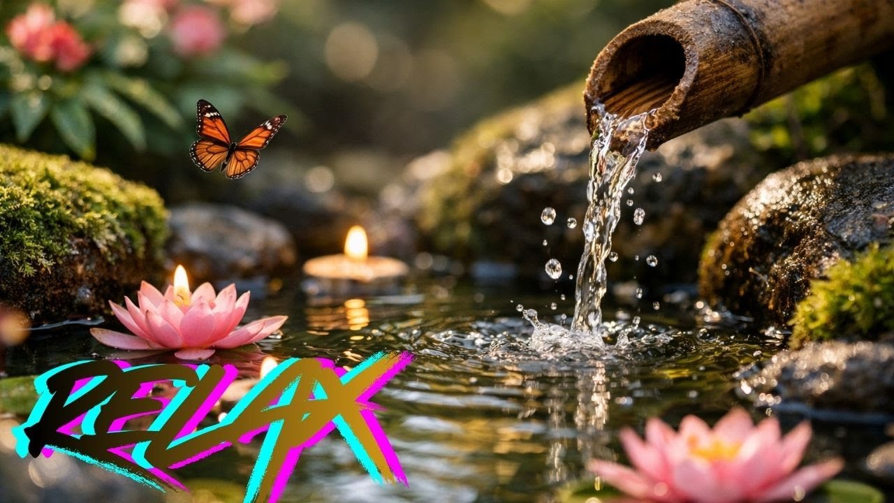 Zen Bamboo Fountain – Peaceful Night Meditation Music #meditationmusic