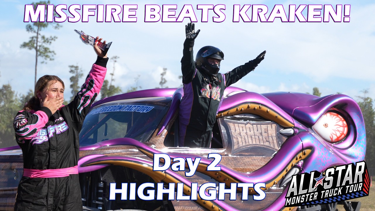 MISSFIRE WINS AGAINST KRAKEN! All-Star Monster Truck Tour Naples DAY 2 HIGHLIGHTS!