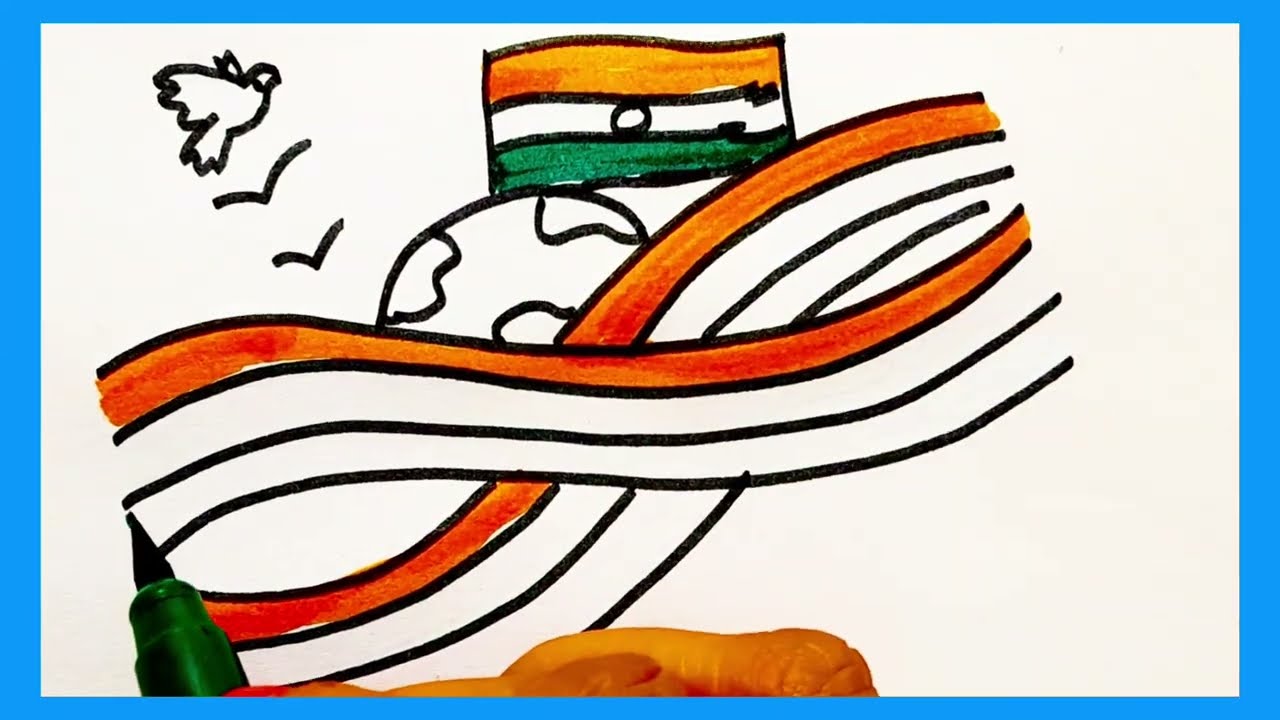 Tricolor easy drawing by mev creations, learn to draw, poster making simple ideas, drawing tutorial