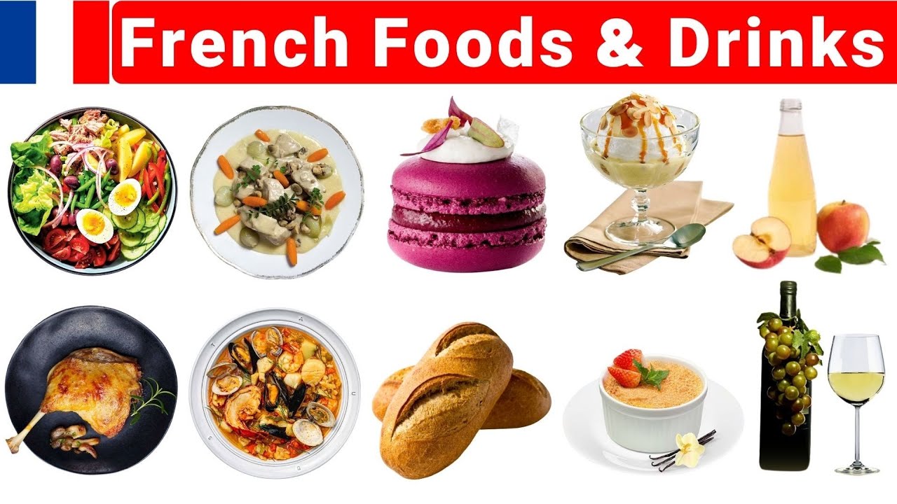 Popular French Foods & Drinks  | Learn French Vocabulary|Nourriture et Boissons Populaires en France