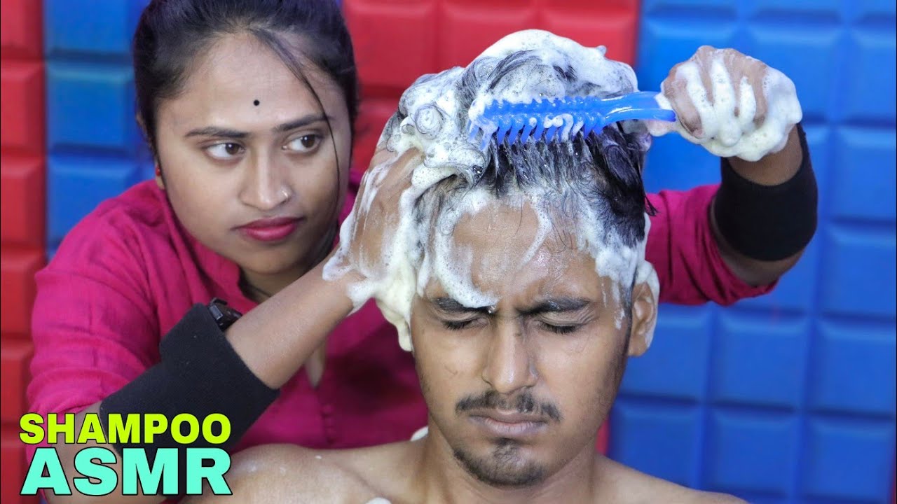 He Received Shampoo Massage By Barber Girl Pakhi | Oil Head Massage & Hair Wash ASMR