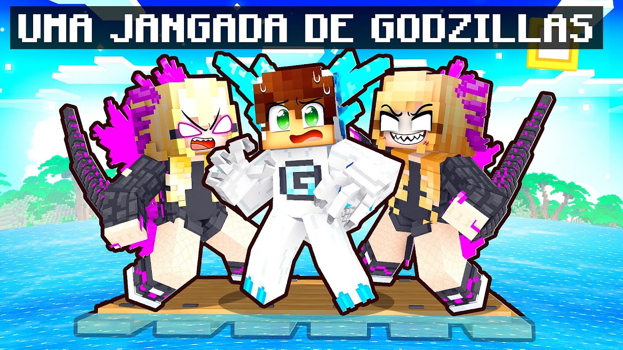 UM GAROTO SHIMO em apenas UMA JANGADA com DUAS GODZILLA no Minecraft!