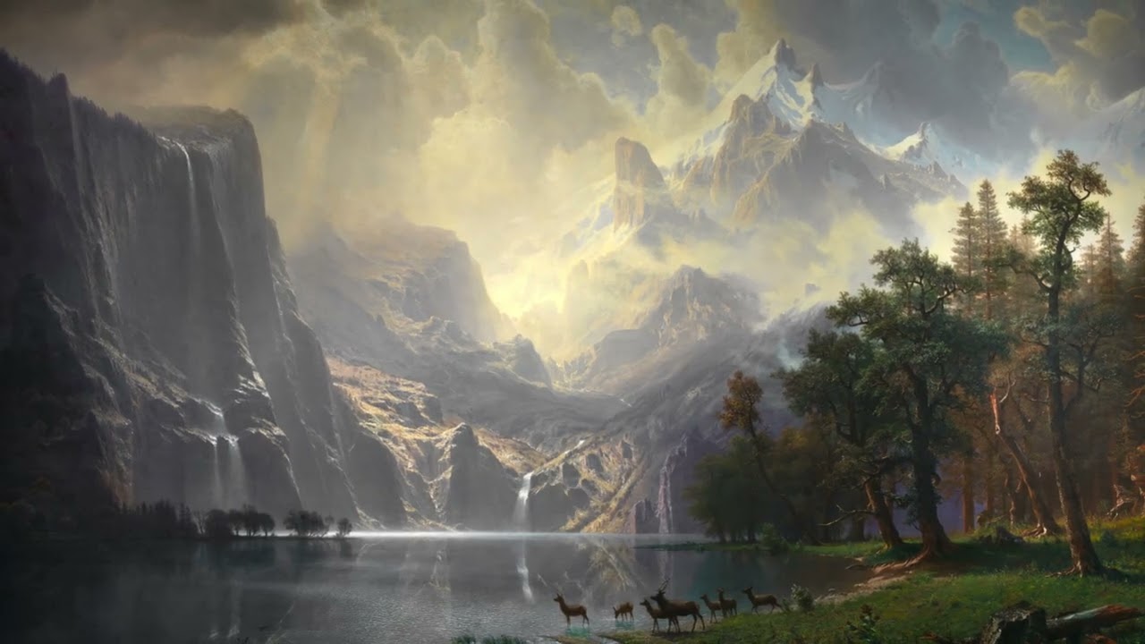 Among the Sierra Nevada, California (Albert Bierstadt) | 1 Hour of Quiet Art for Focus & Calm