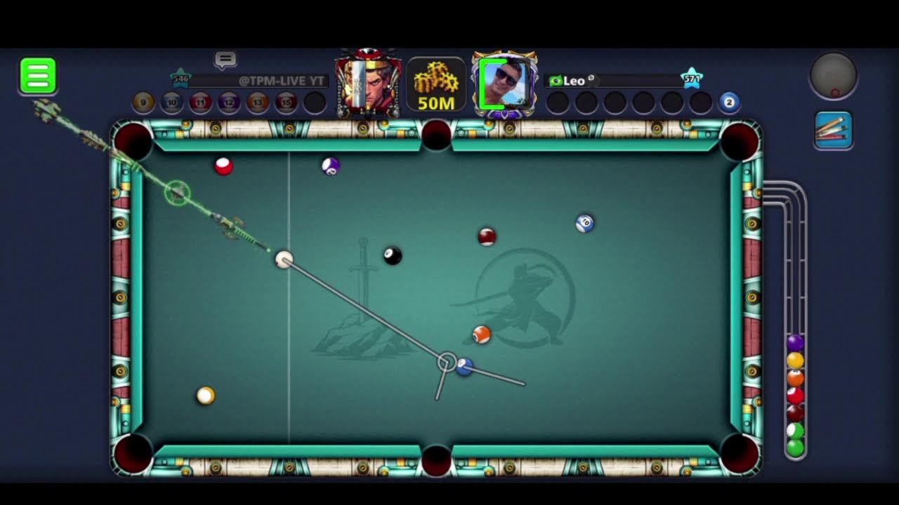 8 ball  pool trickshot on the best account