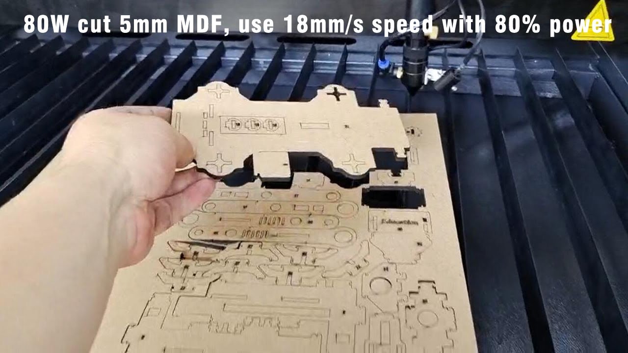 6040 6090 1390 80w 100w co2 laser cutter cutting machine to cut 5mm MDF use 18mm speed