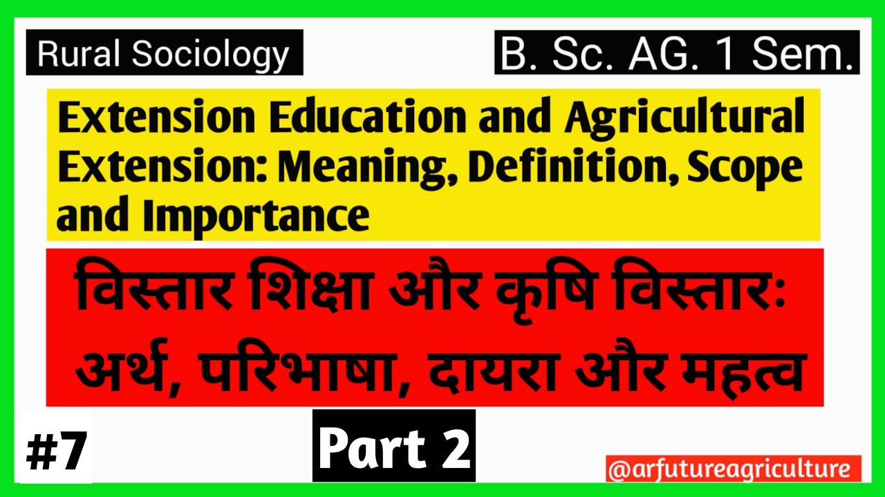 Part-2  || Extension Education and Agricultural Extension: Meaning, Definition, Scope and Importance