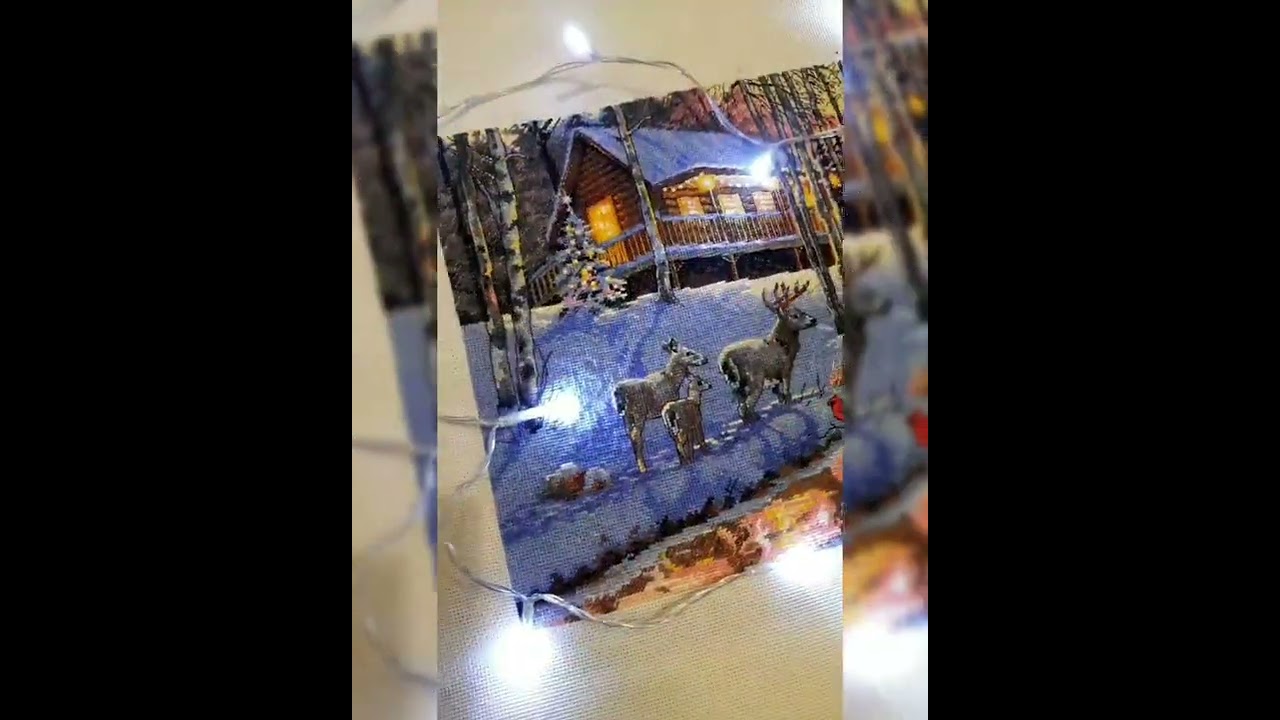 Вышивка крестом. Winter cabin,  Dimensions.   Зимний домик.