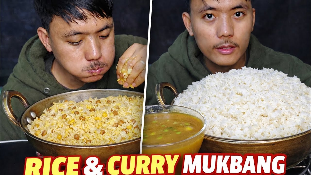 Lazy mukbang with rice and curry😍😍||