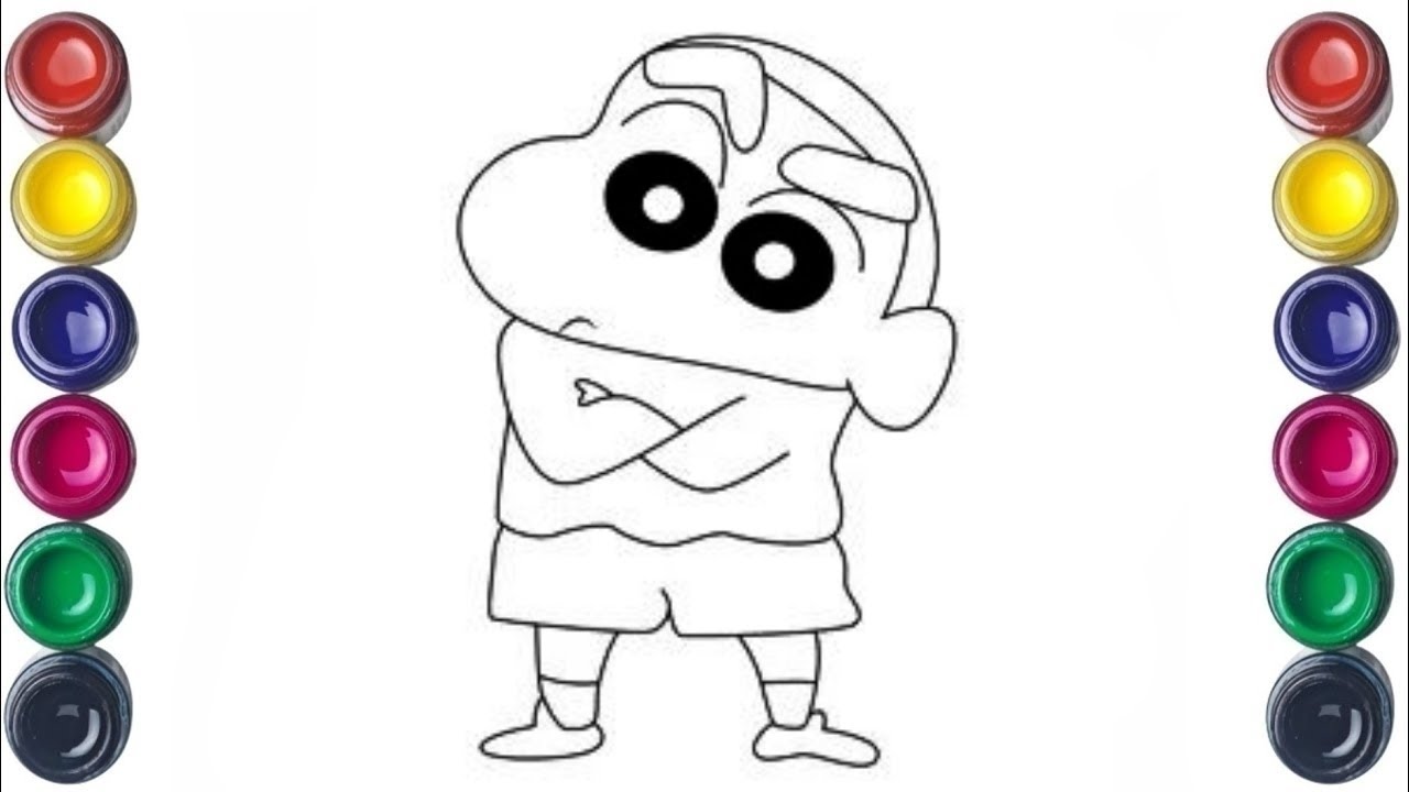 Cute Shin Shan Cartoon Drawing for Kids, Painting & Coloring for Kids | Let's Draw Together