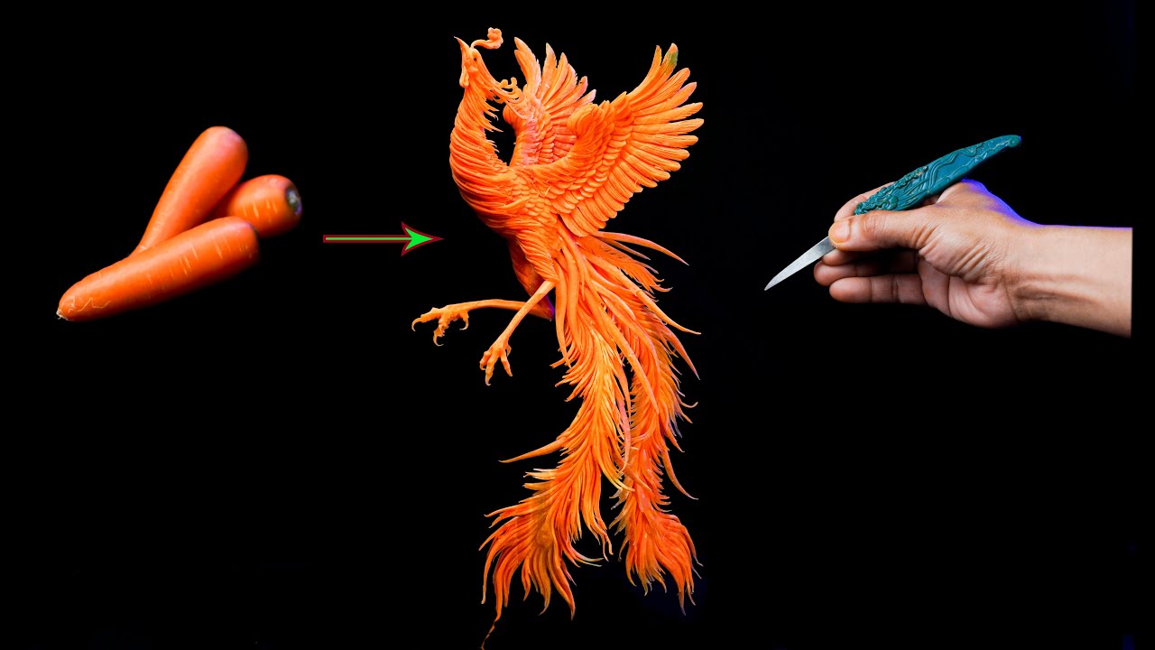How to make a Phoenix out of Carrots | AV Vegetable Carving Art