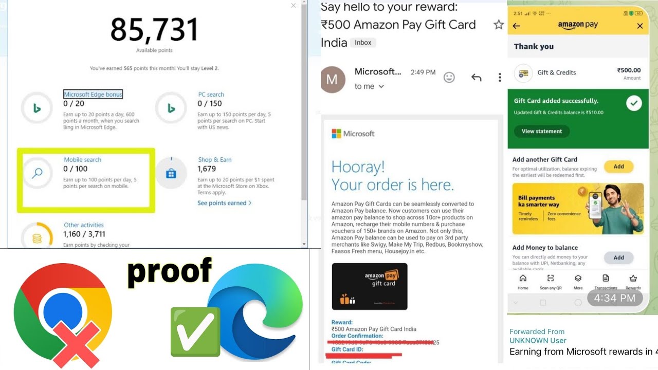 (proof) Microsoft Edge Android browser Search and Earn || Microsoft Rewards surf daily & Earn point